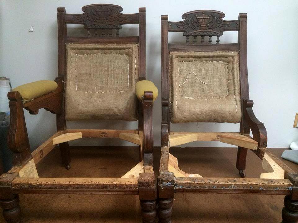 antique grandmother and grandfather chairs